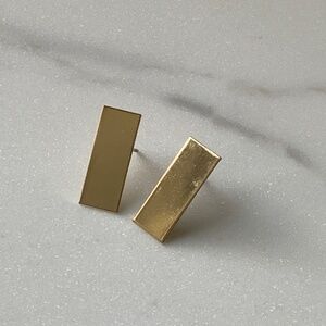 Oak + Fort Minimalist Rectangle Bar Stud Earrings in gold tone